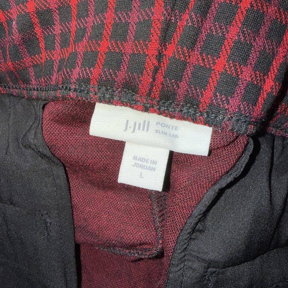 J. Jill Women’s Ponte Slim Leg Plaid Pants Red Black Size Large - Picture 4 of 5